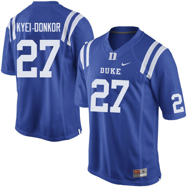 Men #27 Nate Kyei-Donkor Duke Blue Devils College Football Jerseys Sale-Blue